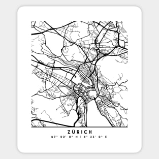 ZURICH SWITZERLAND BLACK CITY STREET MAP ART Sticker